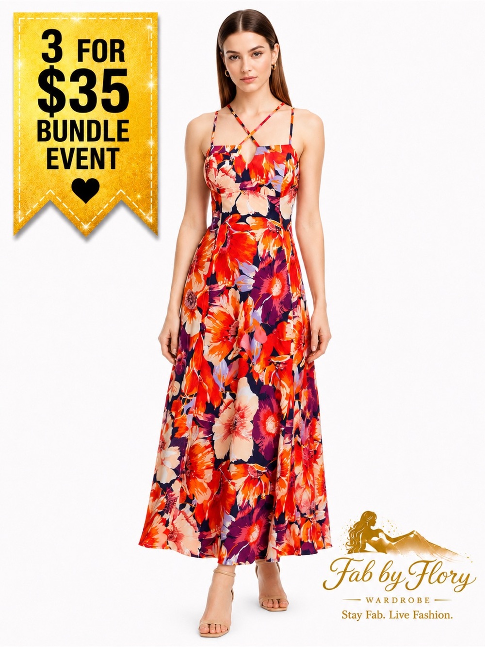Lulu's Vibrant Floral Midi Dress - sold at Nordstrom